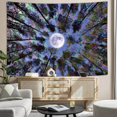Lofaris Forest Tall Tree Moon Light Bokeh Wall Tapestry